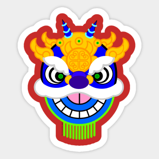 CNY: BLUE LION HEAD Sticker